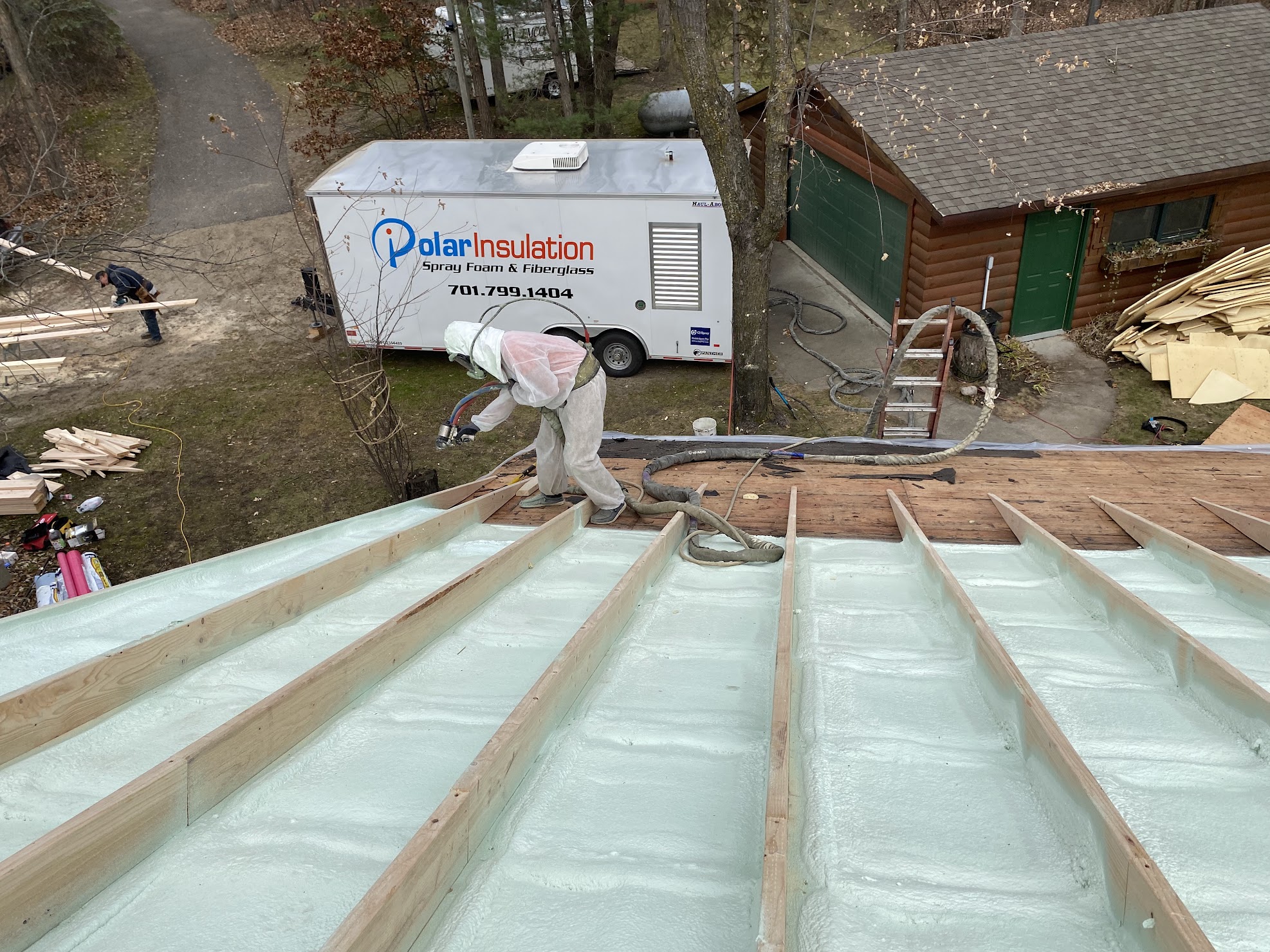 Roof exterior being sealed with spray foam insulation Fargo.